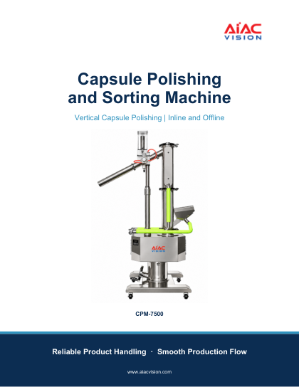 Copertina della brochure della macchina di lucidatura e selezione delle capsule