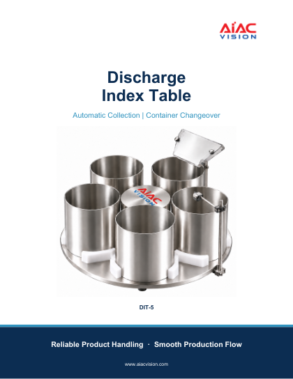 Copertina della brochure della tavola di indicizzazione dello scarico